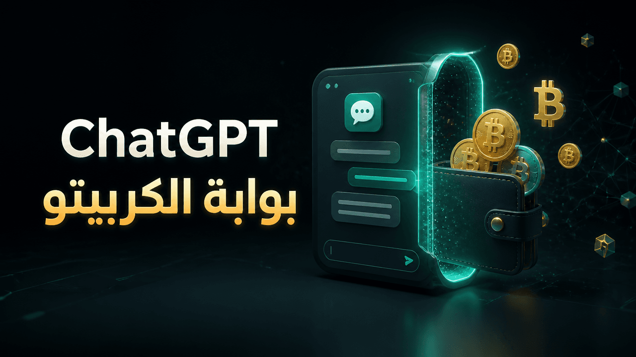 واجهة ChatGPT مع رمز بيتكوين ومحفظة رقمية في تصميم خبري