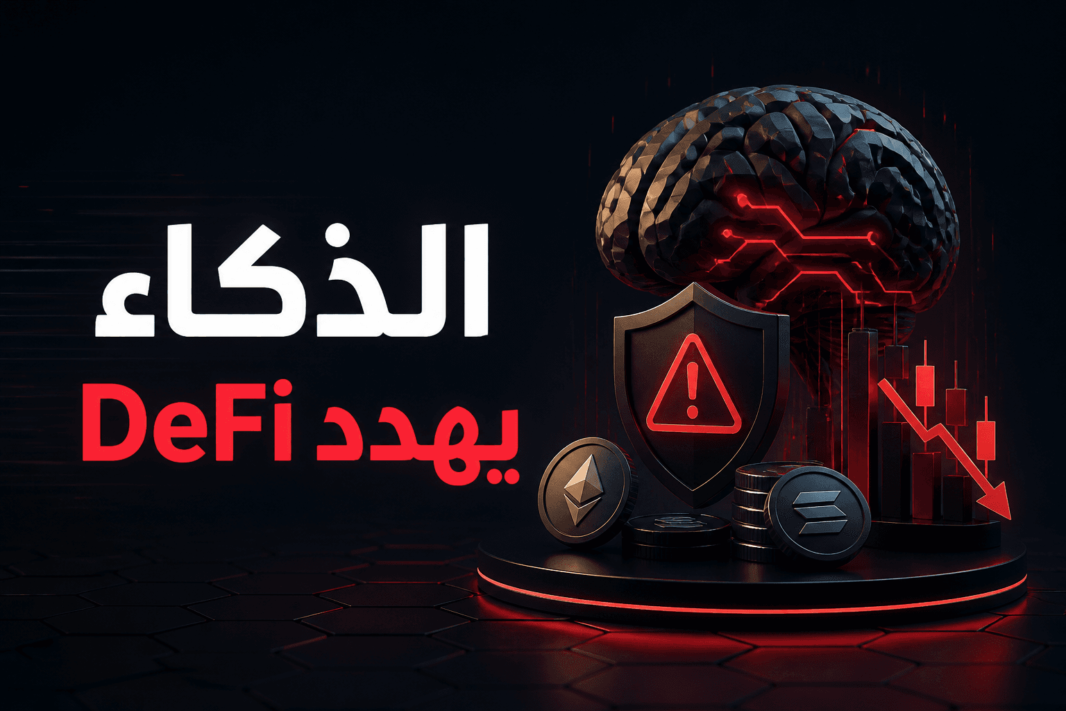 غلاف يوضح مخاطر الذكاء الاصطناعي على بروتوكولات DeFi