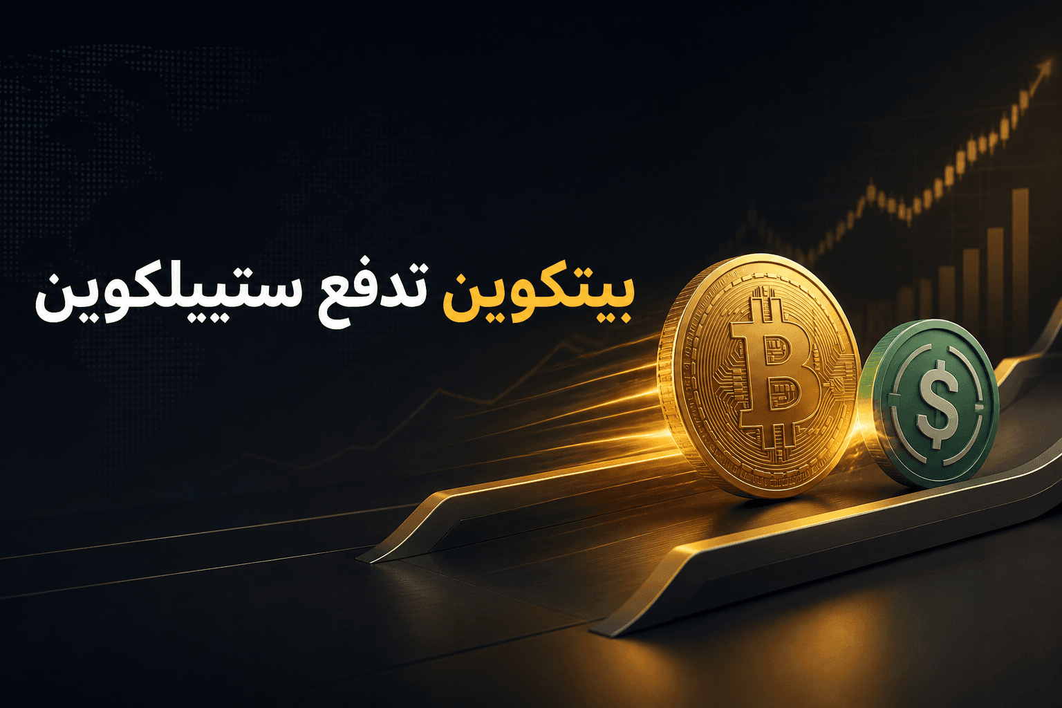 واجهة توضح دفع بيتكوين إلى عملات مستقرة عبر شبكات متعددة