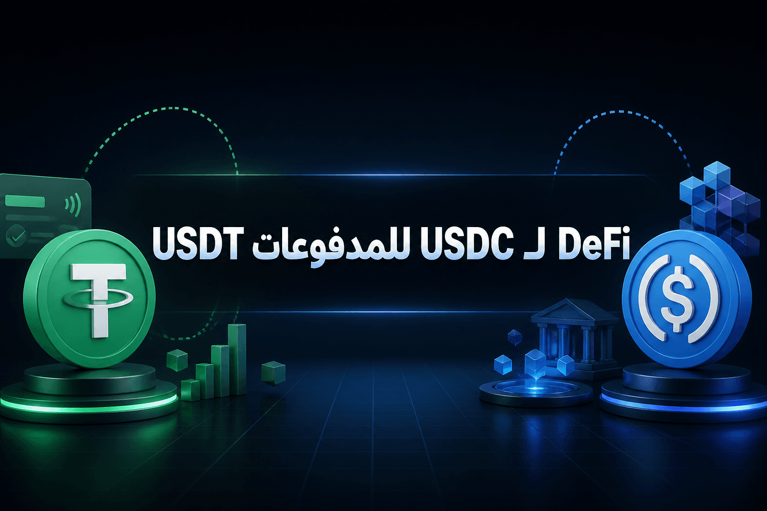 USDT وUSDC يتقاسمان الأدوار مقارنة بين USDT وUSDC مع إبراز استخدامهما في المدفوعات وDeFi
