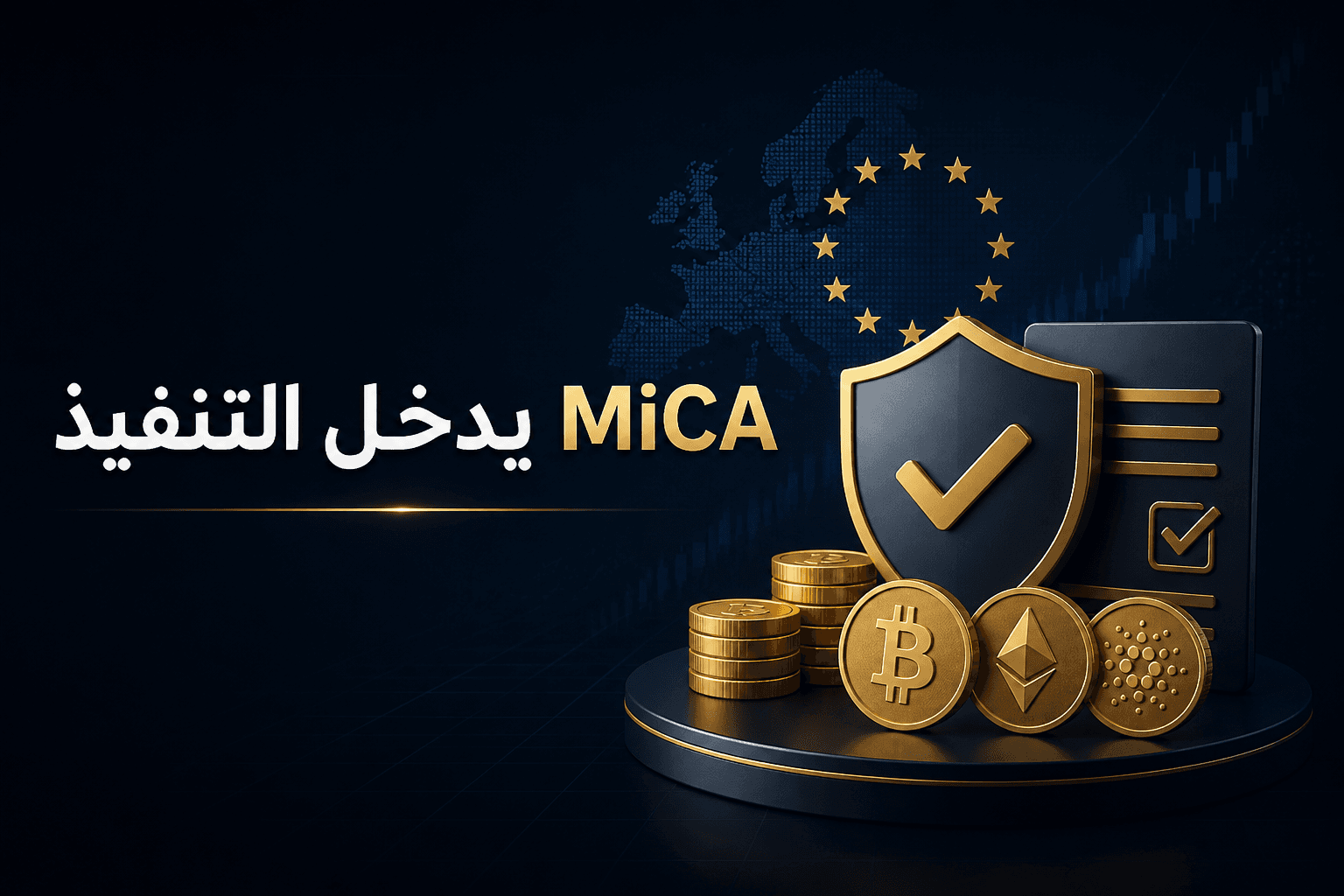 MiCA يدخل التنفيذ غلاف يوضح دخول تنظيم MiCA مرحلة التنفيذ في الاتحاد الأوروبي